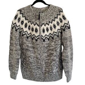 Icewear Hulda Gray Icelandic Wool Sweater With Zipper Cardigan NWT Large